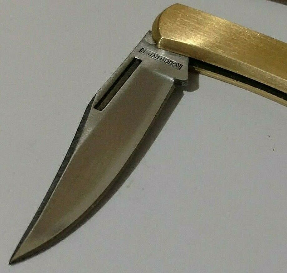 CLASSIC BRUSHED BRASS HUNTING POCKET KNIFE LOCKBACK ENGRAVABLE
