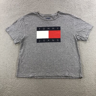 Tommy Jeans T Shirt Women s M Gray Logo Center 