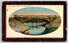 La Crosse Wisconsin~Lagoon Bridge @ Pettibone Park In Wood Frame~Vintage PC
