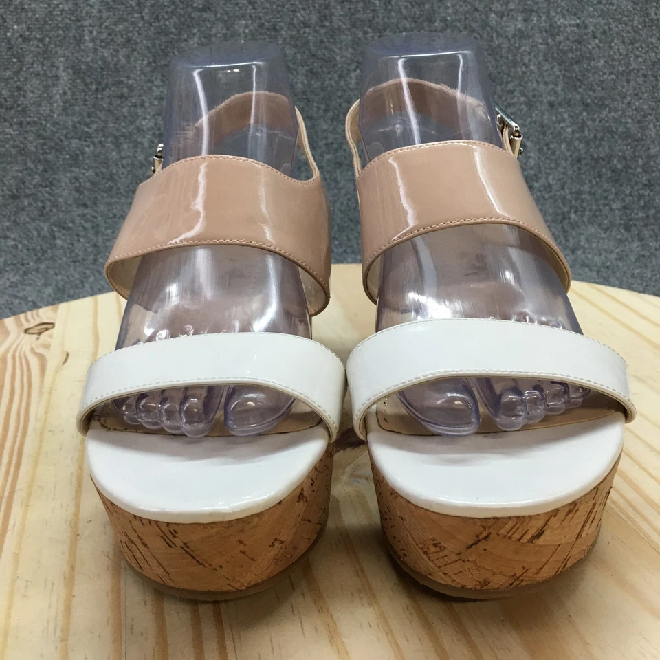 Sandalias Calvin Klein para mujer 9,5 M Lorianne con cordones de cuero blanco cuña de corcho Foto 4 de 4