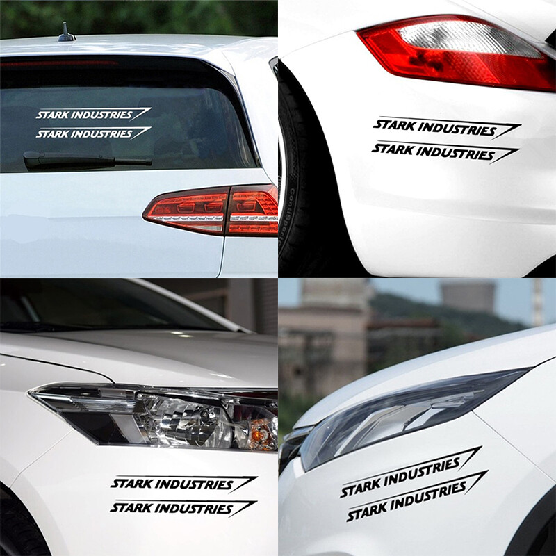2Pcs Stark Industries Car Sport Racing Body Stripes Stickers Vinyl