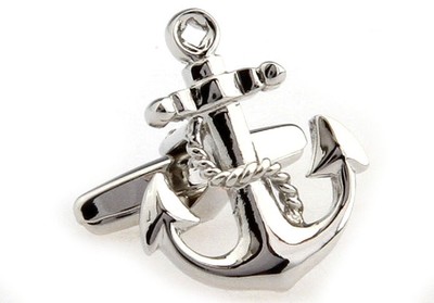 Anchor Cufflinks USN Navy Sailor Silver Boat Ship Wedding Groom Father Gift Box