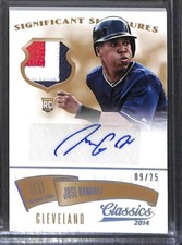 2014 Panini Classics Gold Patch Autograph #86 Jose Ramirez No 9 of 25