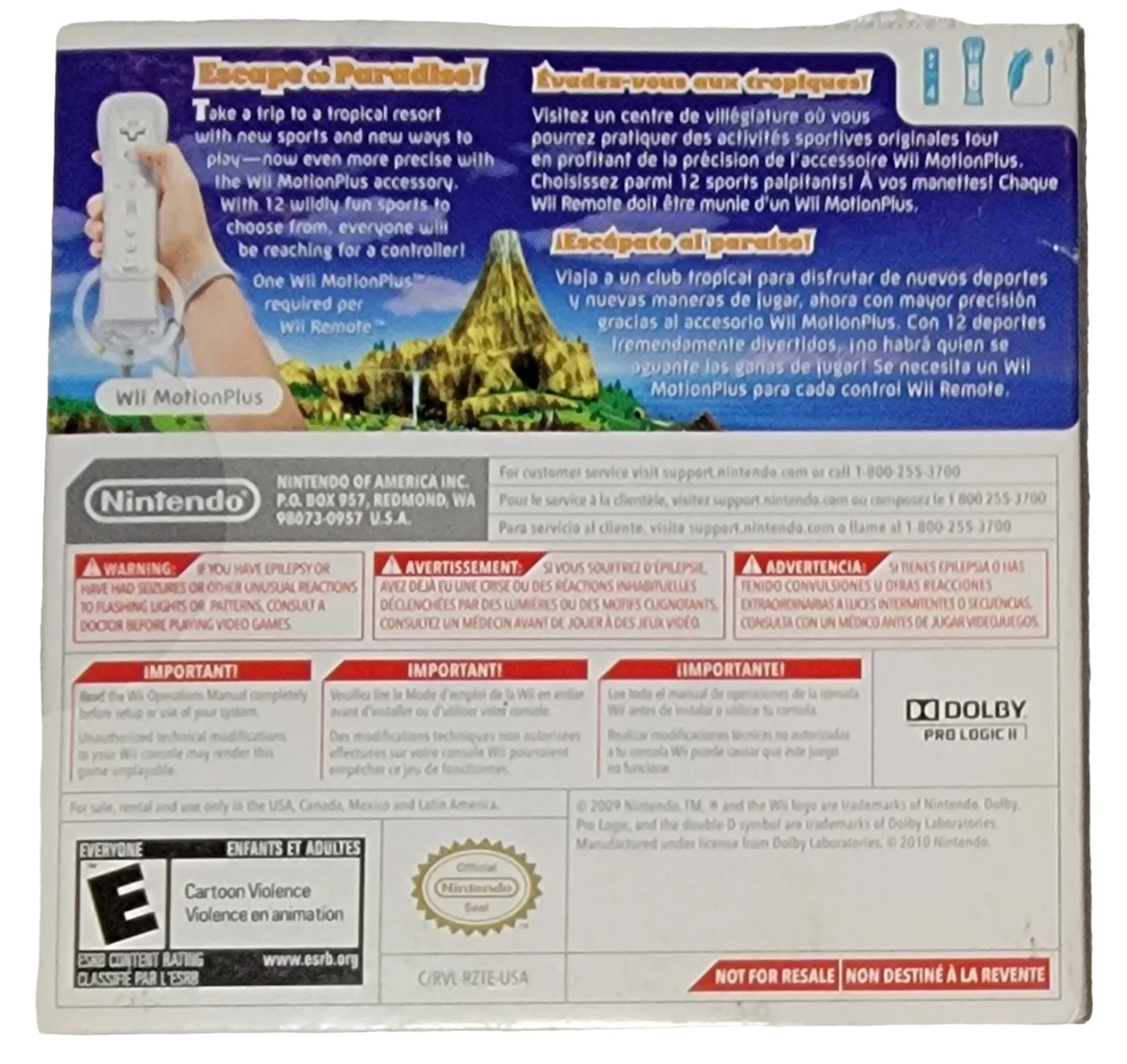 Wii Sports Resort Nintendo Wii Game In Cardboard Sleeve Brand