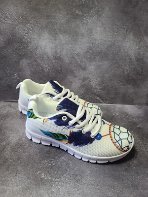 Dream Catcher Women's Sneakers White W/Dream Catcher Feathers Design Size 5 NEW