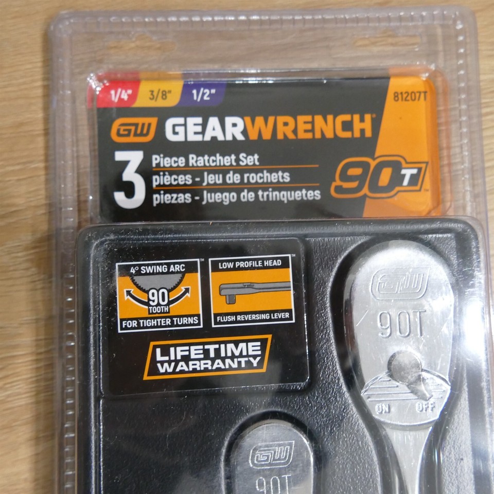 GearWrench 81207T 3pc 90T Cushion Grip Locking Flex Head Ratchet Set