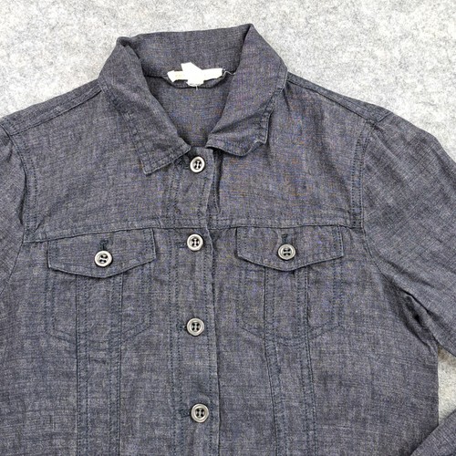Eileen Fisher Jacket Womens PP 2-4P Gray Long Sleeve Linen Career Button Blazer - Picture 5 of 10