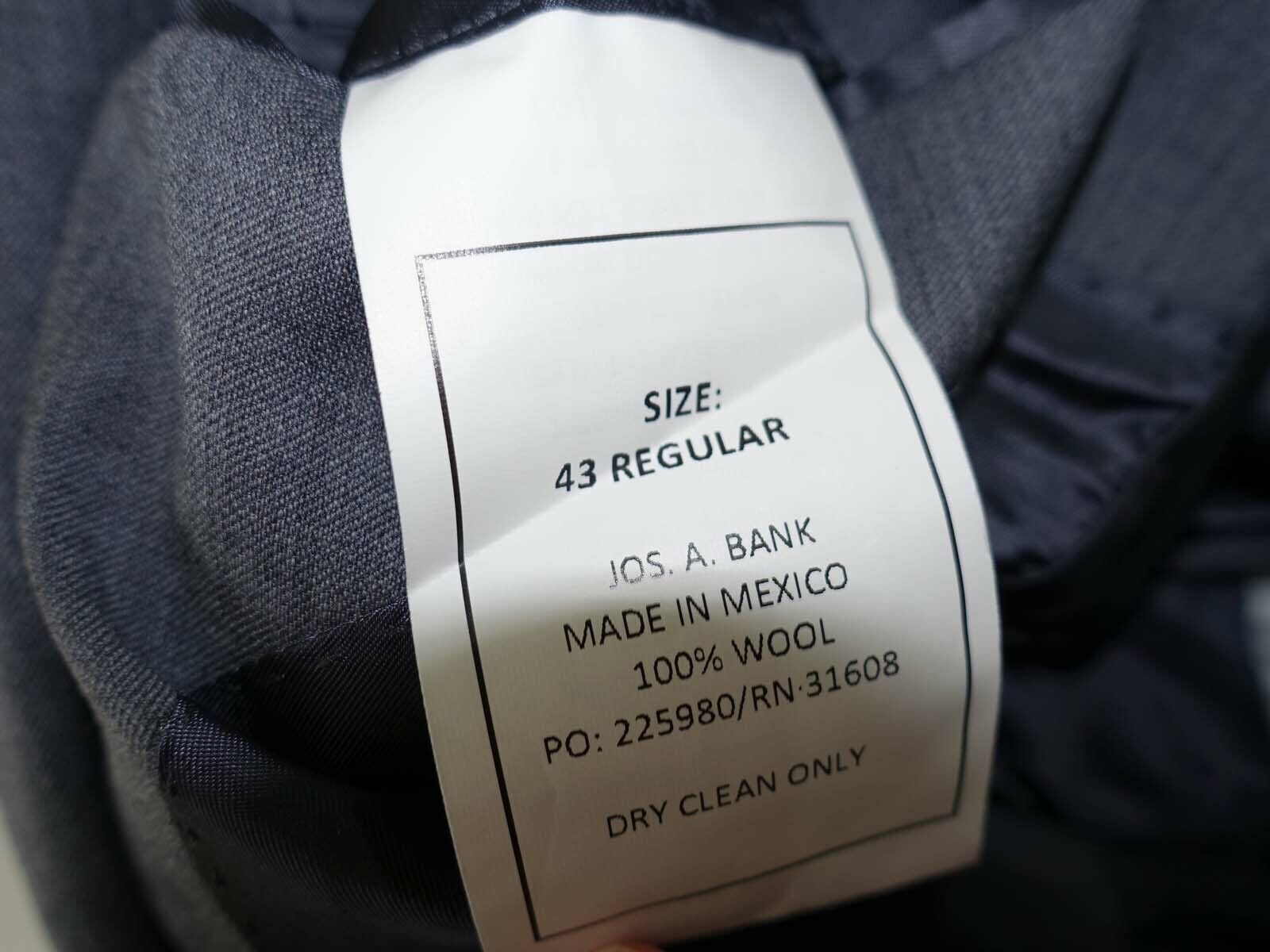 Jos. A. Bank Men's Suit Jacket Size 43 Regular NWT Gray 43R Wool 2 Button  Blazer | eBay