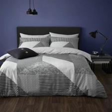Image of Catherine Lansfield Larsson Geo Duvet Cover Set Bedding Set Geometric Reversible