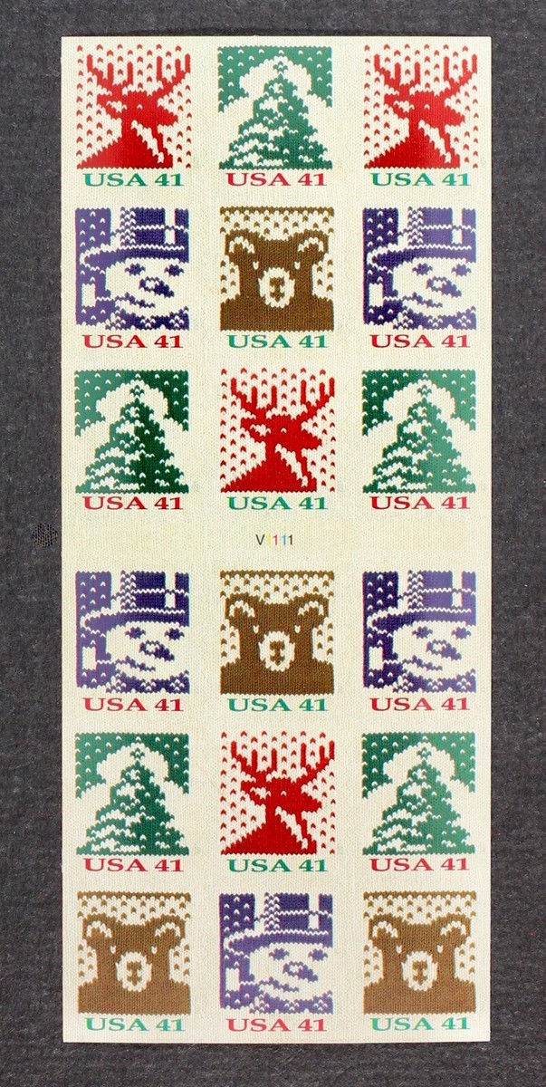 アメリカ切手です US 2007 #4215-18b, 41c Christmas Knits, ATM Booklet of 18
