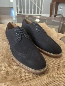Alfani Blue Suede Mens Oxford Wingtip Size 10M New Without Box