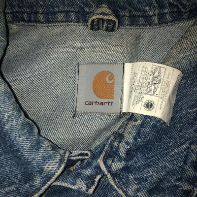 Vintage Carhartt Blue Denim Jean Jacket J12 DST Size XL Union Made