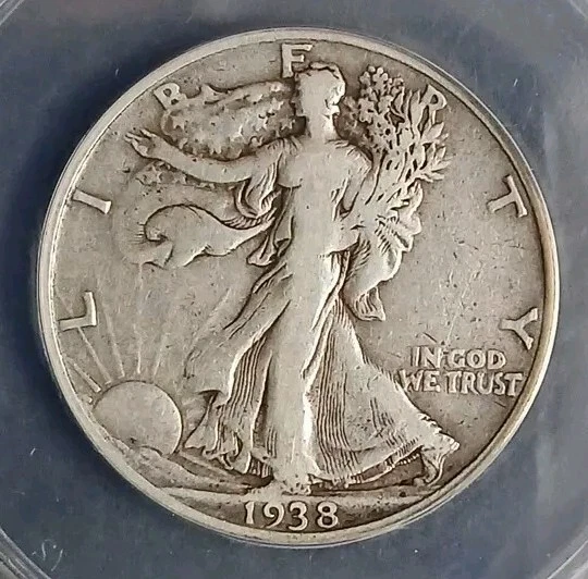 1938-D 50C Silver Walking Liberty Half Dollar ANACS F12 Key Date - Image 3 of 4