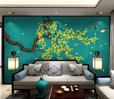3D Leaf Sparrow ZHUA27015 Wallpaper Wall Murals Removable Self-adhesive Ann