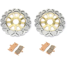 Front Brake Rotors Discs + Pads Ninja ZX6R ZX600 98-02 ZX9R 98 99 For Kawasaki