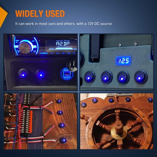 Nilight 8PCS 12V 20A Round Blue Toggle LED Rocker Switch On-Off Control SPST - Picture 6 of 75