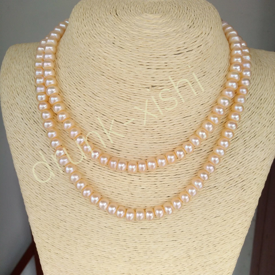 Collar de perlas rosa oro genuino natural del Mar del Sur longitud ópera 37" oro 14k P Foto 2 de 4