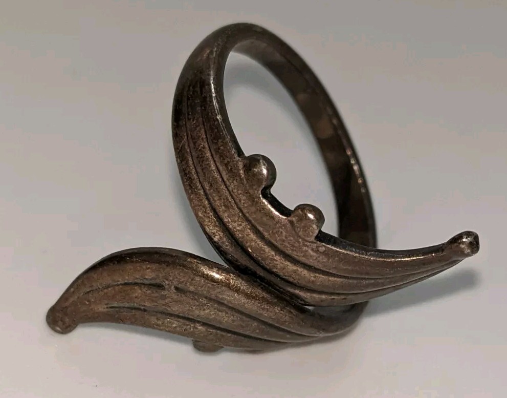 Sterling Scroll Adjustable Wrap Ring Signed Siam … - image 6