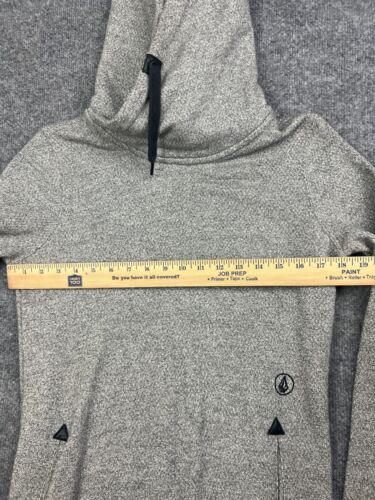 Volcom Tower Pullover Sweatshirt Women's S Gray Long Crossover Neck Thumbholes - Picture 3 of 7