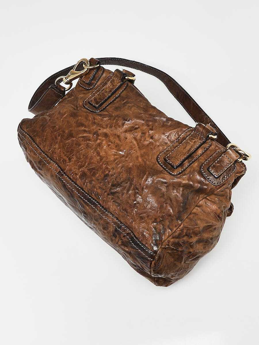 Givenchy Brown Wrinkled Sheepskin Leather Medium Pandora Bag
