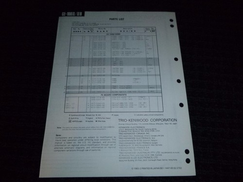 Ecualizador gráfico manual de servicio Kenwood original modelo GE-100II GE-100IIB de colección - Imagen 3 de 3