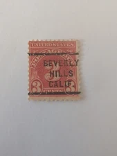 1931 US Scott #J82 3-Cent Postage Due Precancel Beverly Hills Calif Stamp  B24