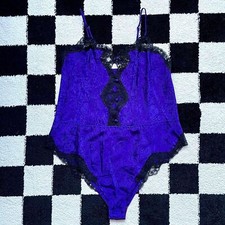 Vintage Royal Purple Satin Bodysuit M