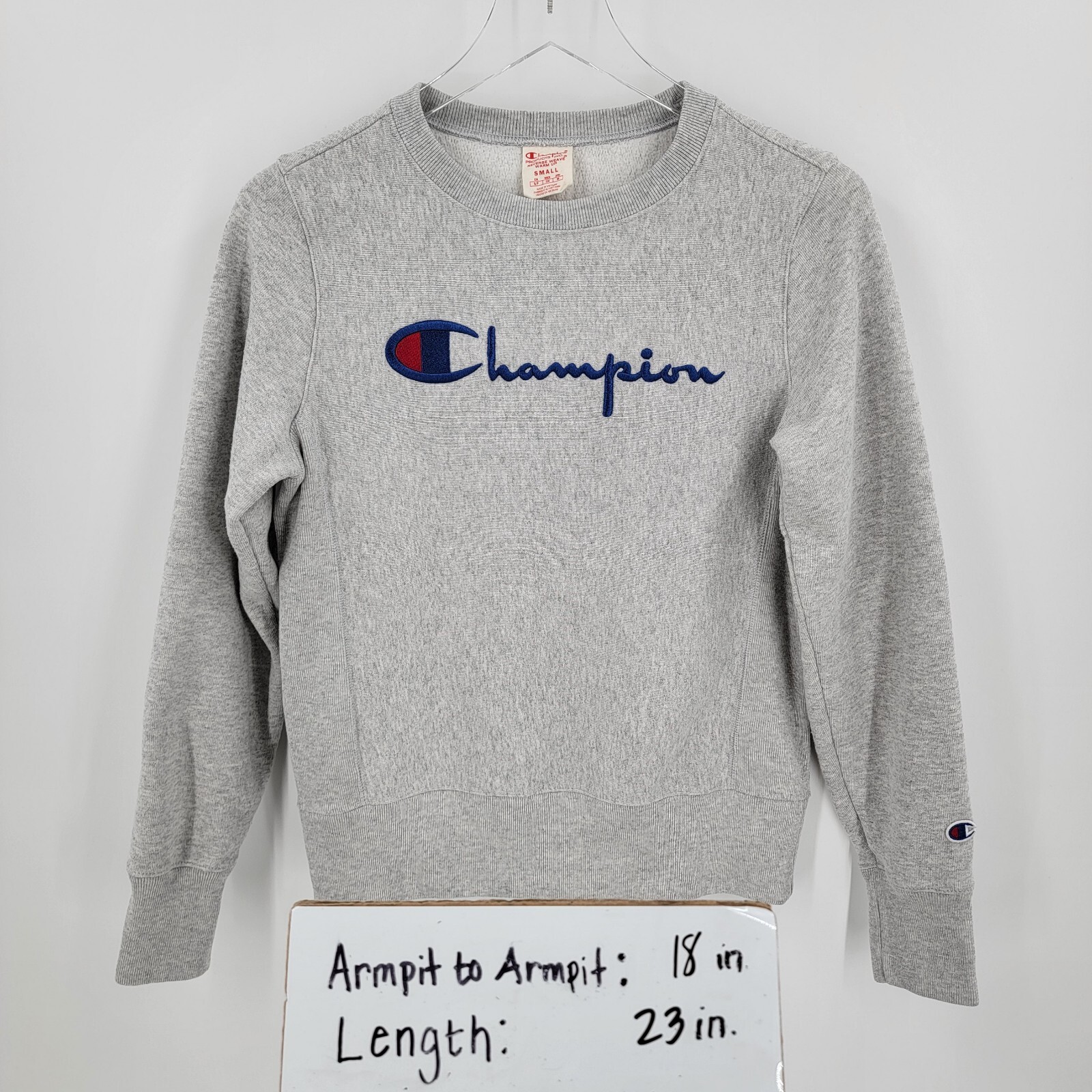 Champion Reverse Weave Logo Sweatshirt, Men's Size Small cotton gray type Vintage Second Hand