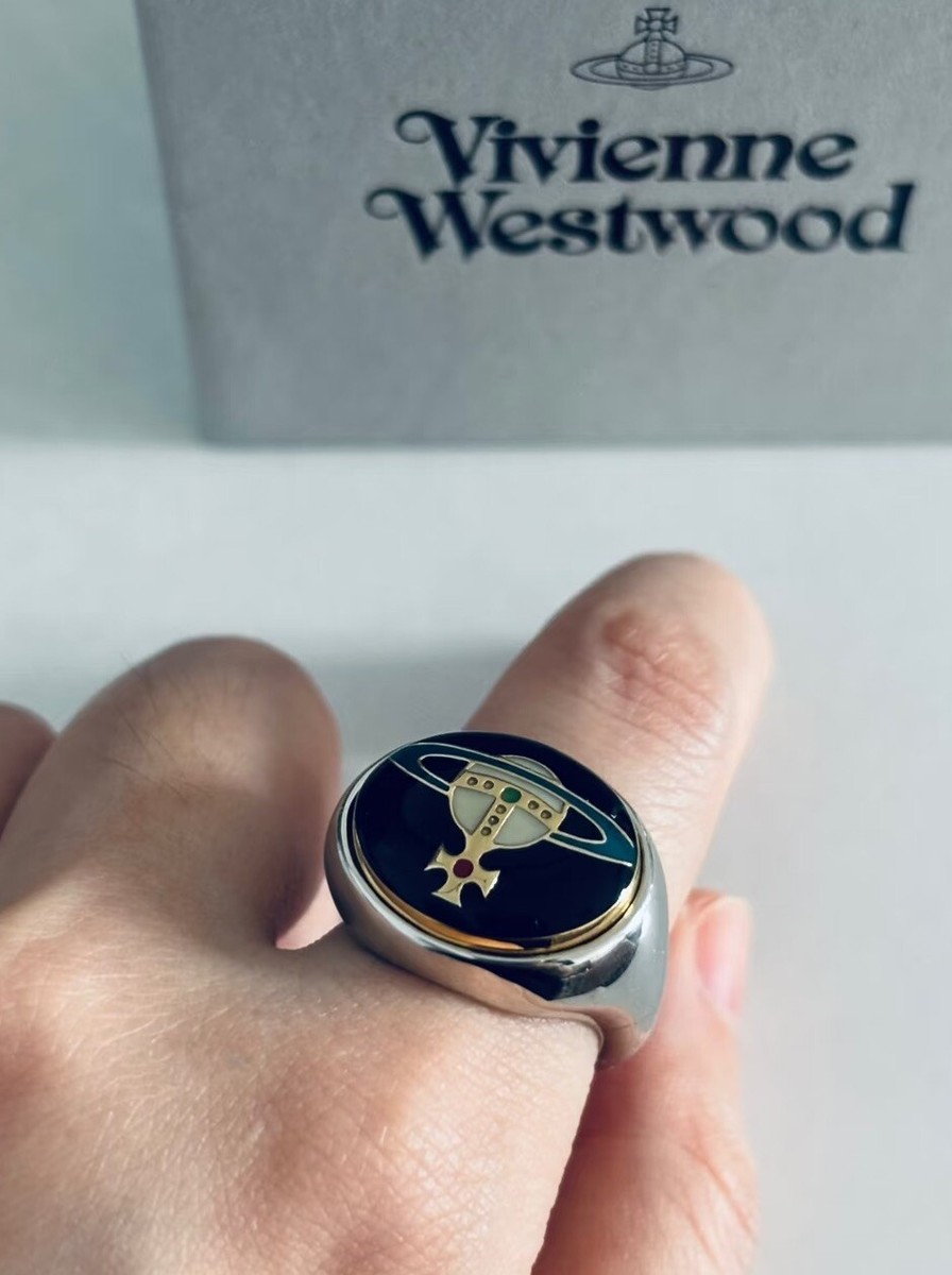 Vivienne Westwood Nana Silver Oval Vintage Style Saturn Ring