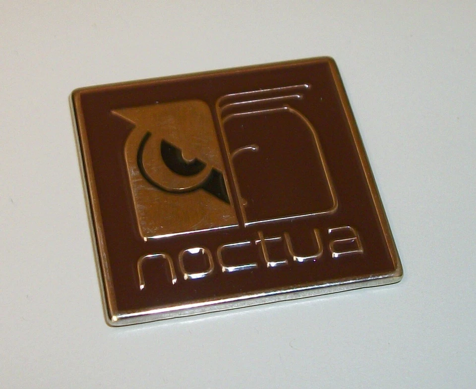Brown Noctua 1" Inch Square Metal Self-Adhesive Case Badge Sticker w/ Owl Logo - Image 2 of 4