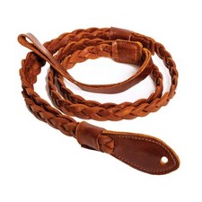 Henry Heller HMANBTN- BRN Capri Garment Leather Flat Braid Mandolin Strap Brown