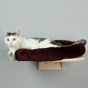 Cat Bed Wall Mounted Round Sturdy Solid Wood Washable Cushion Padded Quality Ebay