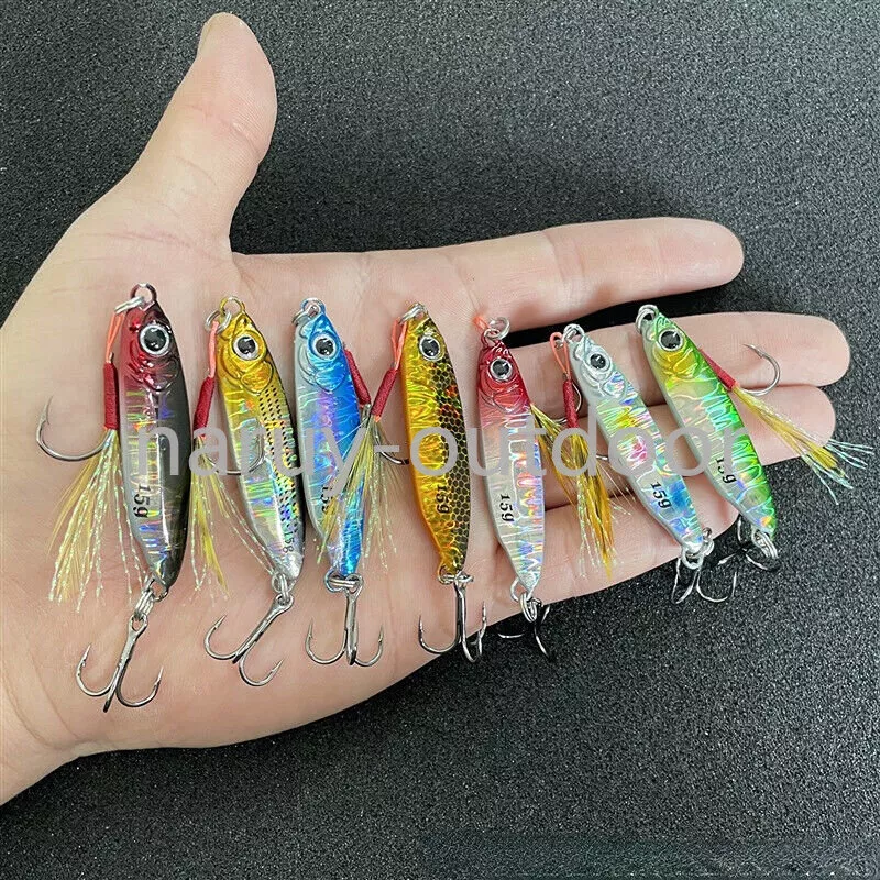 7 Pack Metal Jig Lure Shore Casting Spoon Jigging Bass Saltwater Fishing  Tackle