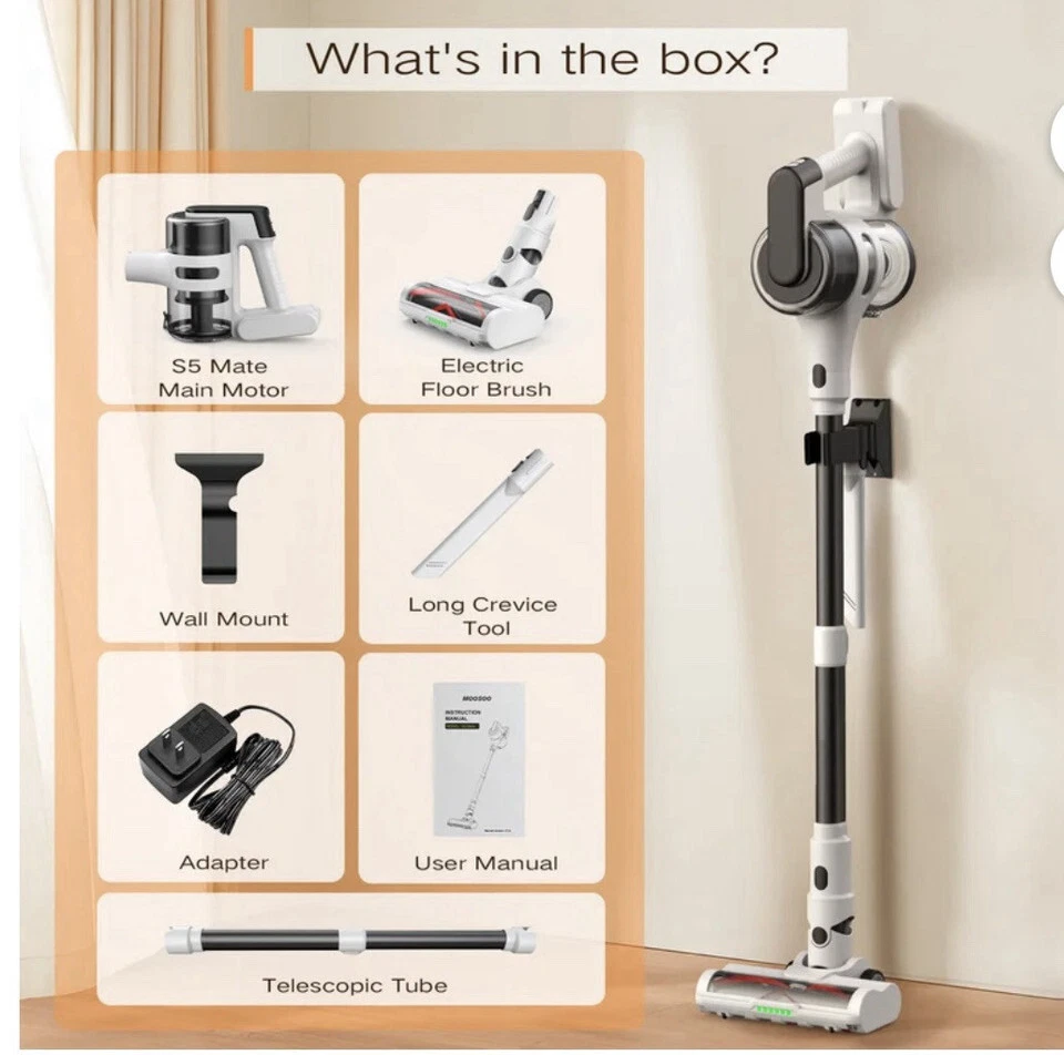 Moosoo Cordless Vacuum Cleaner S5, 55 mins max runtime, 23KPa Suction - Image 4 of 4