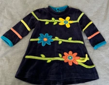 DUDU Blue  Baby Girl's Velour Long Sleeve Dress (6 Months)