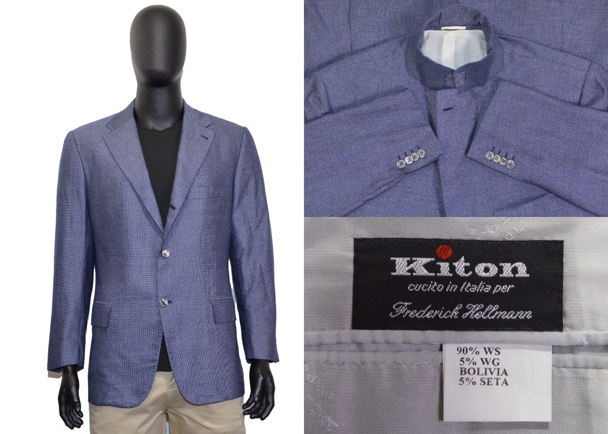 Kiton NAPOLI ネイビー ビジネススーツ57 Vicuna Kiton Napoli Blazer 57IT 47US/UK Blue Vicuna Bolivia