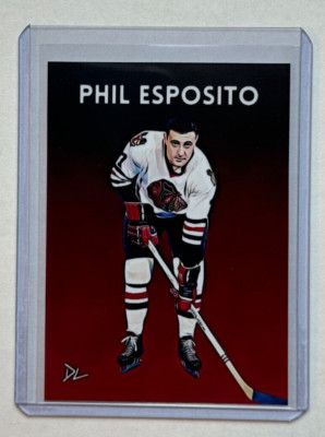 Phil Esposito Limited Artist Signed ''Chicago Black Hawks'' Trading Card 1/10