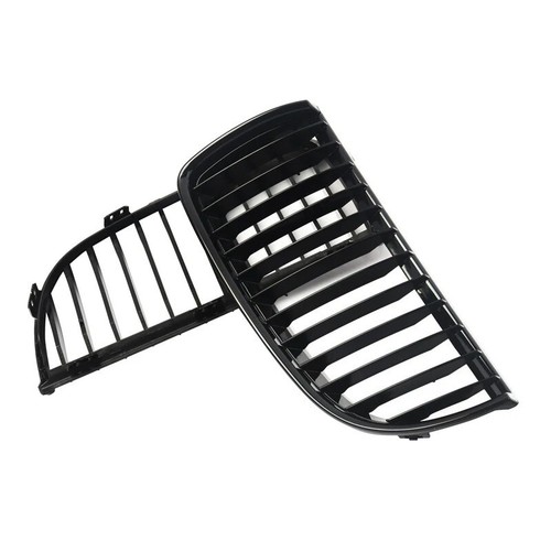 For BMW 3 Series E90 E91 Front Kidney Grille 2005-2008 Gloss Black Dual Slat - Picture 5 of 7