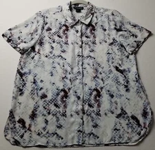 Cynthia Rowley Button Up Shirt Women’s Large L Abstract Short Sleeves Woven Top