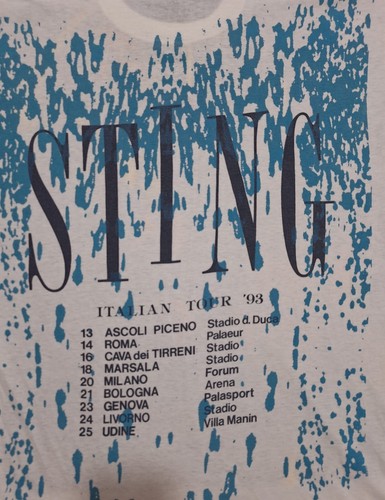 Vintage Sting 90s Italian Tour All Over Print Band Music T Shirt AOP Size L - Picture 8 of 15