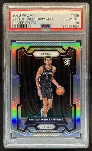 2023-24 Panini Prizm Victor Wembanyama RC Prizm Silver Rookie #136 Spurs PSA 10