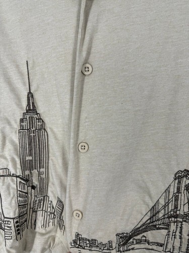 NWT Vox Populi Button Up Shirt NYC Empire State & Brooklyn Bridge Embroidered L - Picture 5 of 9