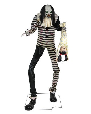 Riesiger Horrorclown mit Kind Halloween Animatronic mit Bewegung, Licht & Sound
