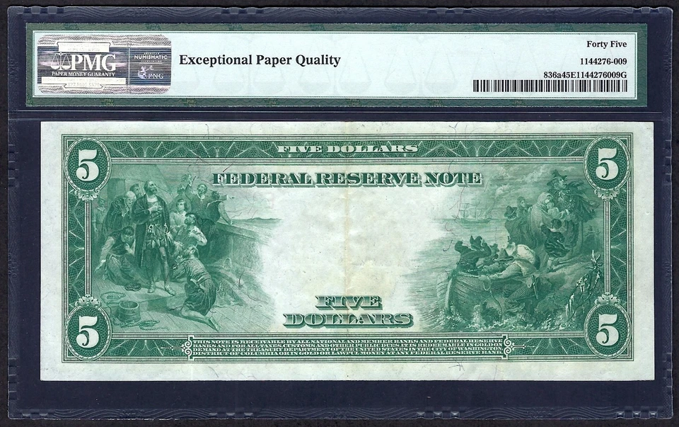 🇺🇸 1914 $5 RED-SEAL FR-836a ♚♚RICHMOND♚♚ PMG CHOICE EX FINE 45 EPQ AMAZING! - Image 2 of 2