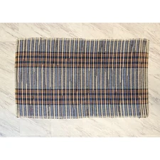 Vintage handmade throw rag rug woven farmhouse rustic multicolor loomed cottage