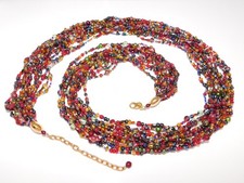 Vintage JOAN RIVERS Czech Glass Bead Multi Strand Torsade Necklace w/ Bag