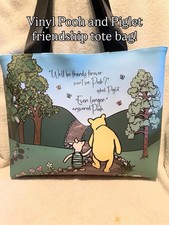 Disney Winnie the Pooh  Piglet Friendship Large Vinyl Tote Bag Blue/Green