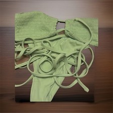 Zaful Light Green Ruched Triangle Bikini Set ...
