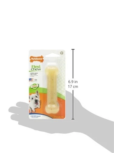 Juguete para masticar Nylabone Flexi para perros pequeños sabor pollo forma hueso che moderado... Foto 3 de 4