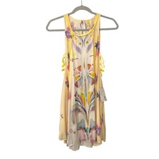 Free People Side Cut Out Flowy Floral Yellow Casual Dress Size Women's XS NWT